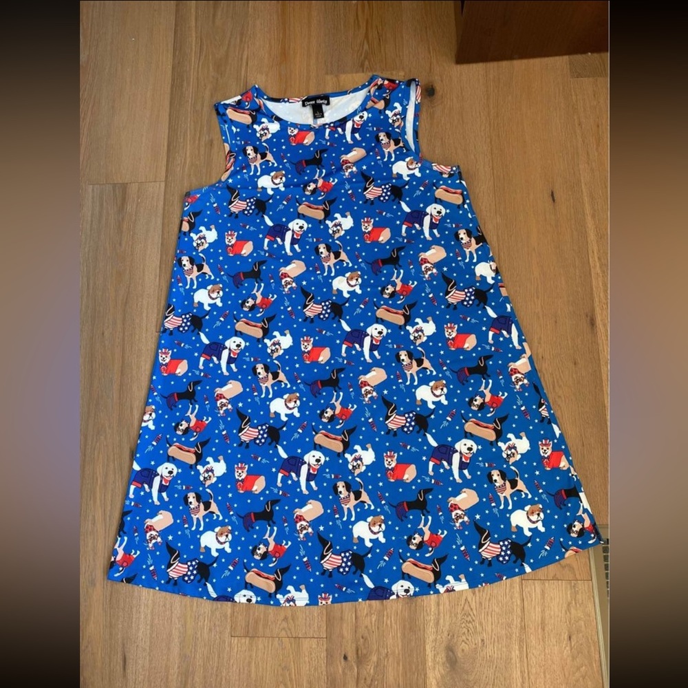 Large/XL USA dress, 4th of July Corgi dress, festive dress